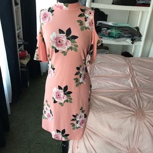 Rue21 Pink Floral Open Shoulder Dress